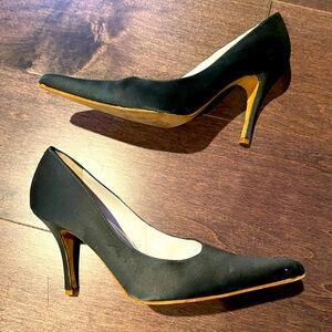 Rene Caovilla Size 39 Black Satin Pointed Toe